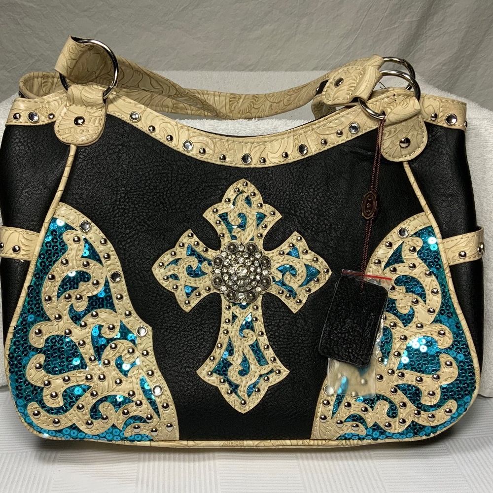 P&G Rhinestone Cross Bling Purse Shoulder Bag